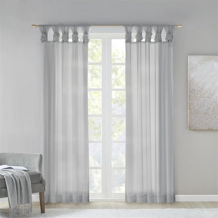 MADISON PARK Light Grey 100 Percent Polyester Twisted Voile Window MP40-6350